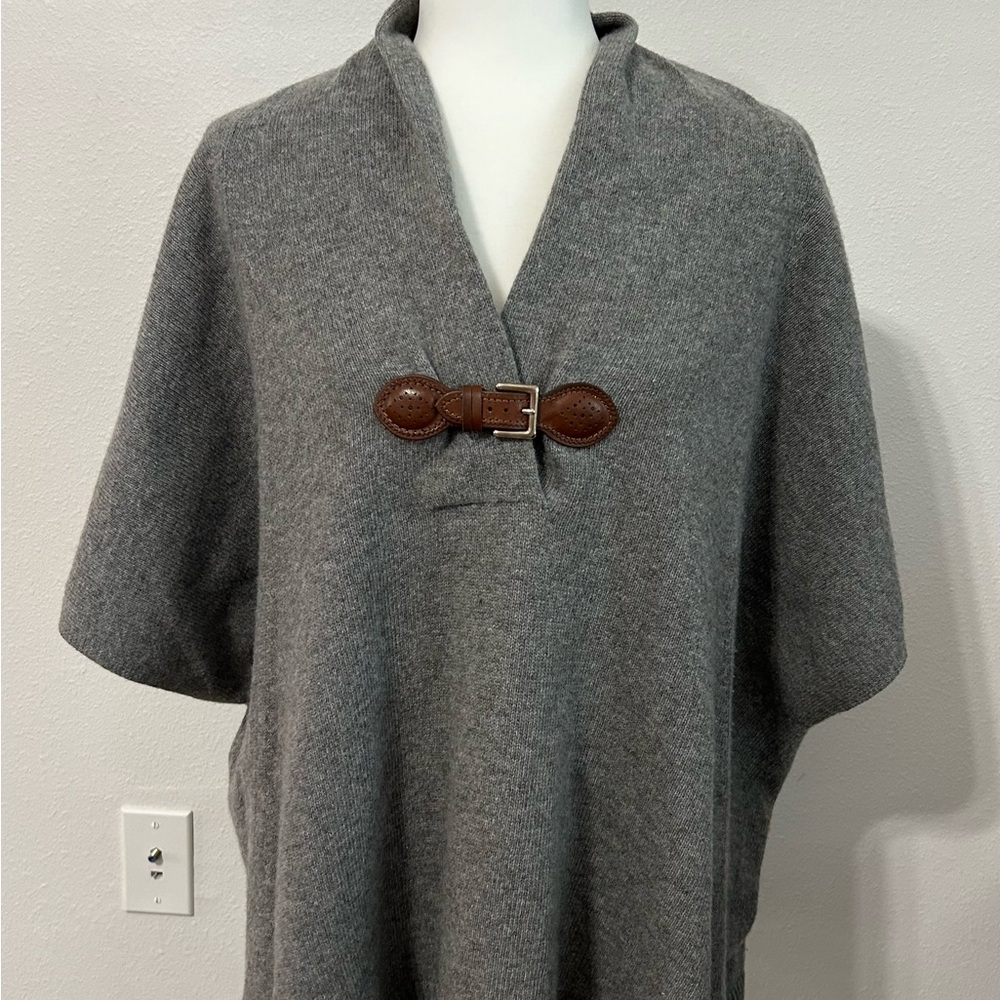 Mossimo Dutti Grey V Neck Short Sleeve Sweater Shirt Italian Yarn Sz M